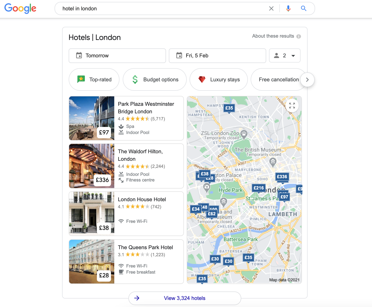 Optimizing Google's hotel map for hotels in 2021