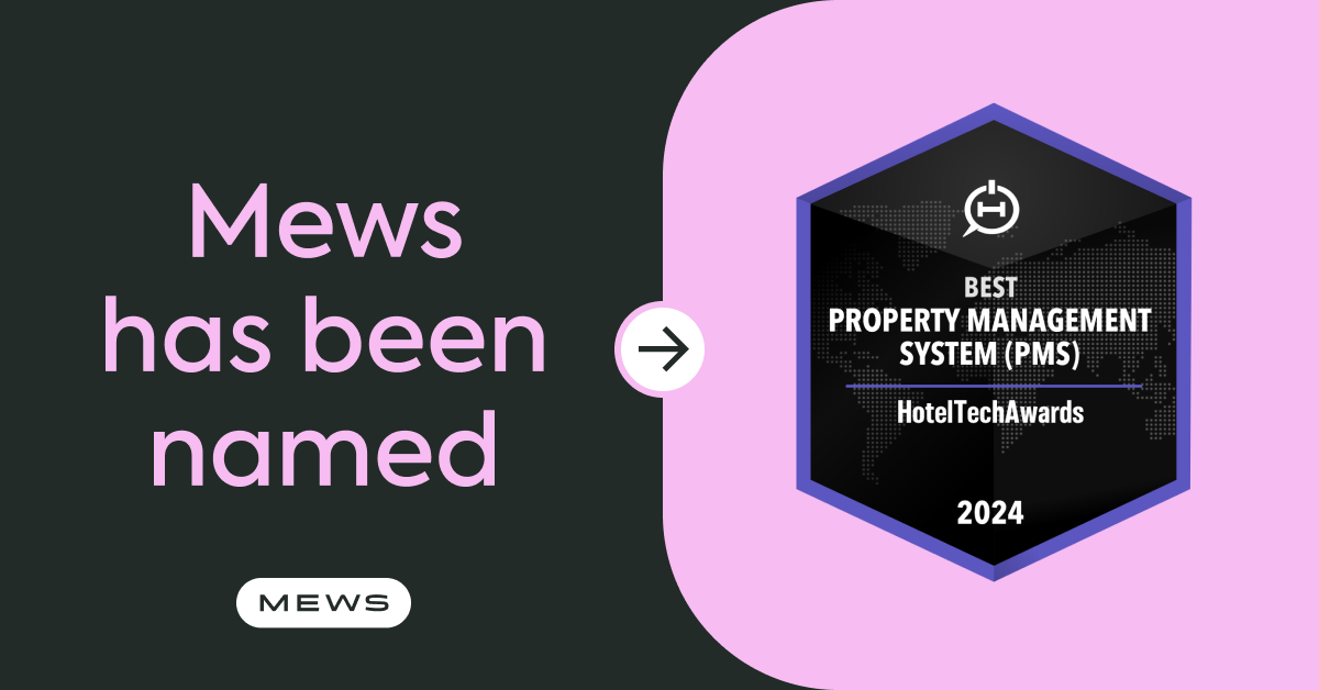 Mews is named Best PMS at the 2024 HotelTechReport awards